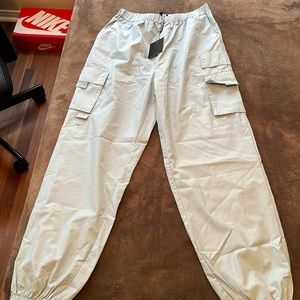 Light blue/Steel grey polyester joggers